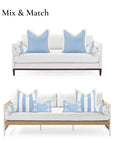 Beach Stripes, Outdoor Performance Azure Blue Bolster Pillow Cover, with Fringe, 6"x20"