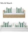 Beach Stripes, Outdoor Performance Green Bolster Pillow Cover, with Fringe, 6"x20"
