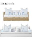 Coastline Stripes, Outdoor Performance Azure Blue Indigo Waterproof Pillow Cover, with Piping, 22"x22"