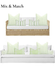 Coastline Stripes, Outdoor Performance Grass Green Pillow Cover, with Piping, 22"x22"