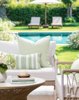 Coastline Stripes, Outdoor Performance Fabric By The Yard 57", Sage Green
