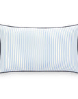 Coastline Stripes, Outdoor Performance Azure Blue Indigo Lumbar Pillow Cover, with Piping, 12"x20"