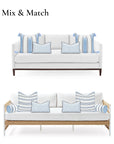 Coastline Stripes, Outdoor Performance Azure Blue Indigo Lumbar Pillow Cover, with Piping, 12"x20"