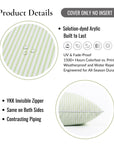 Coastline Stripes, Outdoor Performance Grass Green Lumbar Pillow Cover, with Piping, 12"x20"