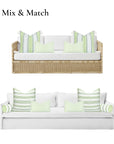 Coastline Stripes, Outdoor Performance Grass Green Lumbar Pillow Cover, with Piping, 12"x20"