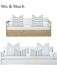 Coastline Stripes, Outdoor Performance Azure Blue Indigo Bolster Pillow Cover, with Piping, 6"x20"