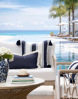 Seabourne Harbor Stripes, Outdoor Performance Fabric By The Yard 57", Indigo/Azure Blue