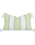 Seabourne, Outdoor Performance Grass Green Lumbar Pillow Cover, with Tassels, 12"x20"