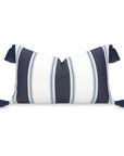 Seabourne, Outdoor Performance Indigo Azure Blue Throw Pillow Cover, with Tassels, 12"x20"