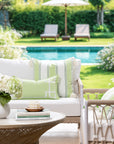 Athora, Outdoor Performance Grass Green Lumbar Pillow Cover, with Flanged Border, 12"x20"