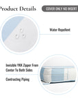 Coastal Indoor Outdoor Seat Cushion Cover Only Set of 2, Stripes A, Baby Blue, 24"x24"x4"