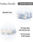 Coastal Indoor Outdoor Seat Cushion Cover Only Set of 2, Stripes A, Baby Blue, 24"x24"x4"