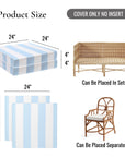 Coastal Indoor Outdoor Seat Cushion Cover Only Set of 2, Stripes A, Baby Blue, 24"x24"x4"
