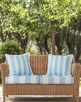 Coastal Indoor Outdoor Seat Cushion Cover Only Set of 2, Stripes A, Baby Blue, 24"x24"x4"