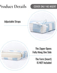 Coastal Indoor Outdoor Seat Cushion Cover Only Set of 2, Stripes A, Baby Blue, 20"x20"x4"