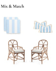 Coastal Indoor Outdoor Seat Cushion Cover Only Set of 2, Stripes A, Baby Blue, 20"x20"x4"