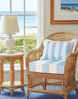 Coastal Indoor Outdoor Seat Cushion Cover Only Set of 2, Stripes A, Baby Blue, 20"x20"x4"