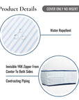 Coastal Indoor Outdoor Seat Cushion Cover Only Set of 2, Stripes B, Baby Blue, 24"x24"x4"