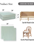 Coastal Indoor Outdoor Seat Cushion Cover Only Set of 2, Stripes, Green, 24"x24"x4"