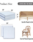 Coastal Indoor Outdoor Seat Cushion Cover Only Set of 2, Stripes B, Baby Blue, 20"x20"x4"