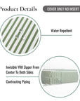 Coastal Indoor Outdoor Seat Cushion Cover Only Set of 2, Stripes, Green, 20"x20"x4"