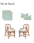 Coastal Indoor Outdoor Seat Cushion Cover Only Set of 2, Stripes, Green, 20"x20"x4"
