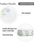 Coastal Indoor Outdoor Seat Cushion Cover Only Set of 2, Floral, Baby Blue Green, 24"x24"x4"