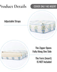Coastal Indoor Outdoor Seat Cushion Cover Only Set of 2, Floral, Baby Blue Green, 24"x24"x4"