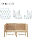 Coastal Indoor Outdoor Seat Cushion Cover Only Set of 2, Floral, Baby Blue Green, 24"x24"x4"
