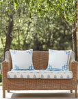 Coastal Indoor Outdoor Seat Cushion Cover Only Set of 2, Floral, Baby Blue Green, 24"x24"x4"