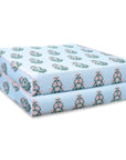 Marveille Flowers, Indoor/Outdoor Baby Blue Pink Seat Cushion Covers, with Piping, 24"x24"x4"