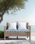 Marveille Flowers, Indoor/Outdoor Baby Blue Pink Seat Cushion Covers, with Piping, 24"x24"x4"
