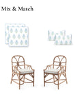 Coastal Indoor Outdoor Seat Cushion Cover Only Set of 2, Floral, Baby Blue Green, 20"x20"x4"