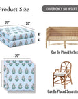 Marveille Flowers, Indoor/Outdoor Baby Blue Pink Seat Cushion Covers, with Piping, 20"x20"x4"