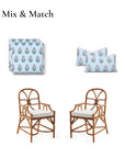 Marveille Flowers, Indoor/Outdoor Baby Blue Pink Seat Cushion Covers, with Piping, 20"x20"x4"