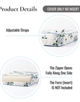 Coastal Indoor Outdoor Seat Cushion Cover Only Set of 2, Hydrangea Flower, Baby Blue, 24"x24"x4"
