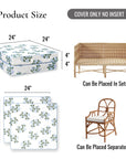 Coastal Indoor Outdoor Seat Cushion Cover Only Set of 2, Hydrangea Flower, Baby Blue, 24"x24"x4"