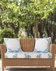 Coastal Indoor Outdoor Seat Cushion Cover Only Set of 2, Hydrangea Flower, Baby Blue, 24"x24"x4"