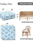 Nantess Blooming Hydrangea, Indoor/Outdoor Baby Blue Green Seat Cushion Covers, with Piping, 24"x24"x4"
