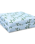 Nantess Blooming Hydrangea, Indoor/Outdoor Baby Blue Green Seat Cushion Covers, with Piping, 24"x24"x4"