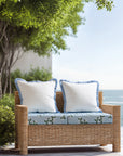 Nantess Blooming Hydrangea, Indoor/Outdoor Baby Blue Green Seat Cushion Covers, with Piping, 24"x24"x4"
