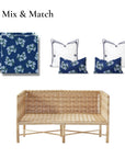 Nantess Blooming Hydrangea, Indoor/Outdoor Navy Blue Green Seat Cushion Covers, with Piping, 24"x24"x4"