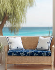 Nantess Blooming Hydrangea, Indoor/Outdoor Navy Blue Green Seat Cushion Covers, with Piping, 24"x24"x4"