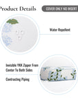 Coastal Indoor Outdoor Seat Cushion Cover Only Set of 2, Hydrangea Flower, Baby Blue, 20"x20"x4"