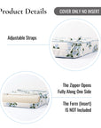 Coastal Indoor Outdoor Seat Cushion Cover Only Set of 2, Hydrangea Flower, Baby Blue, 20"x20"x4"