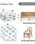 Coastal Indoor Outdoor Seat Cushion Cover Only Set of 2, Hydrangea Flower, Baby Blue, 20"x20"x4"