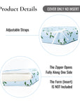 Nantess Blooming Hydrangea, Indoor/Outdoor Baby Blue Green Seat Cushion Covers, with Piping, 20"x20"x4"