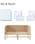 Konalie Geometric Leaves, Indoor/Outdoor Baby Blue Seat Cushion Covers, with Piping, 24"x24"x4"