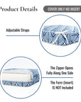 Konalie Geometric Leaves, Indoor/Outdoor Navy Blue Seat Cushion Covers, with Piping, 24"x24"x4"