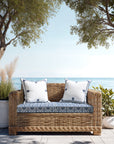 Konalie Geometric Leaves, Indoor/Outdoor Navy Blue Seat Cushion Covers, with Piping, 24"x24"x4"